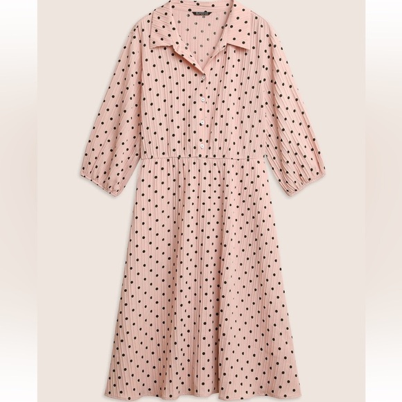 BloomChic Plus Size 4XL Polka Dot Textured Elastic Waist Button Up Dress us26 - Picture 5 of 7